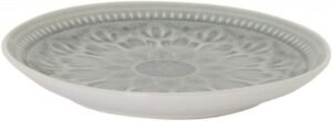 21cm Light Grey Embossed Ethnic Ceramic Plate