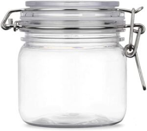 2-Pack 10 Oz Clear Round Plastic Sealed Storage Jars