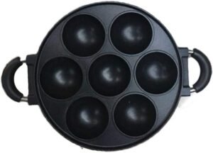 7-Hole Cast Iron Omelette Pan Non-Stick Breakfast Cooking