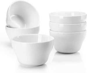 8 Ounce White Small Dessert Dipping Sauce Bowl Set of 6