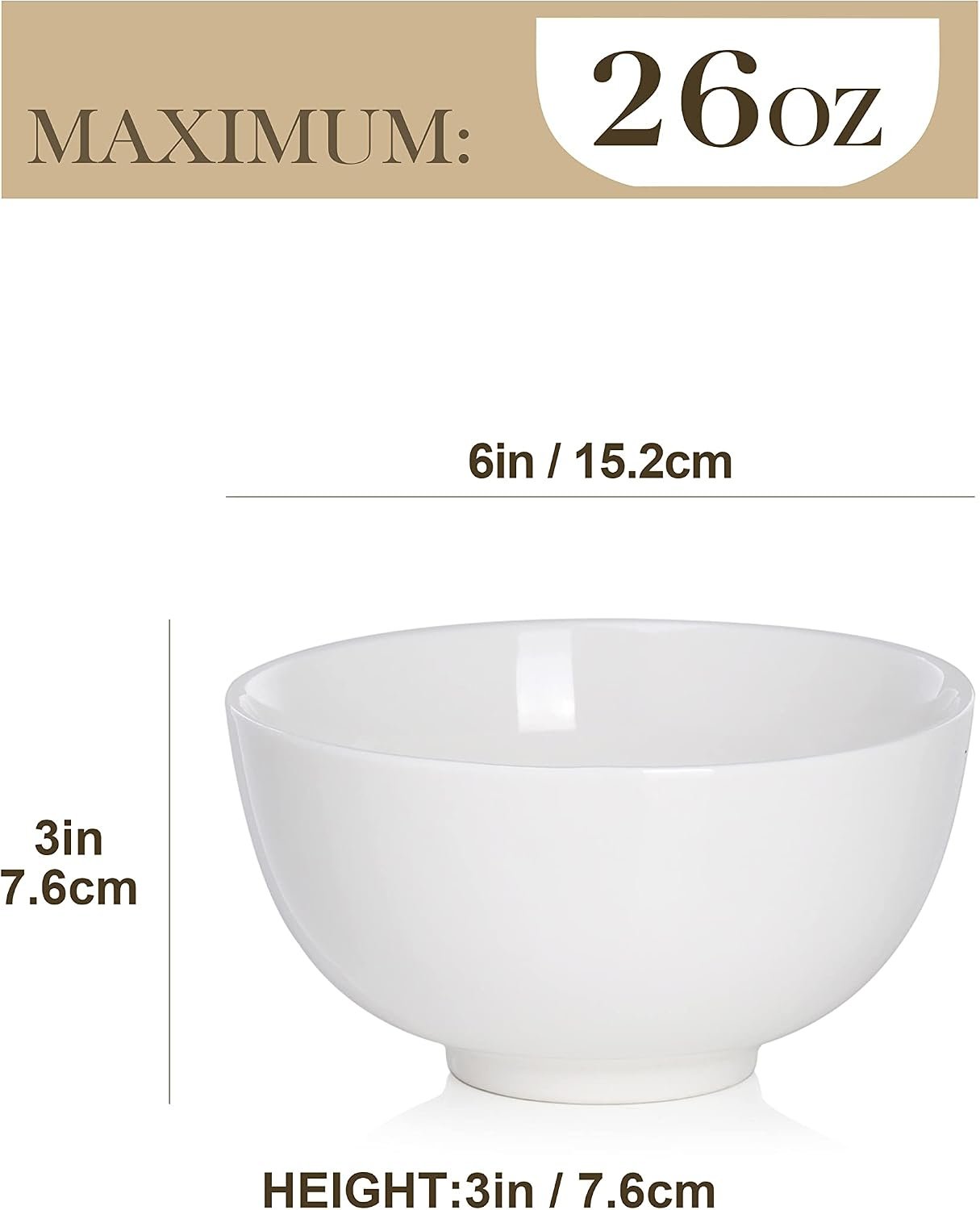 26 oz White Soup Cereal Bowls Set of 4 - Image 2