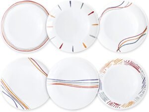 10.5" Rainbow Glass Ceramic Dinner Plates Set of 6