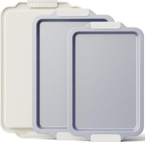 3-Piece Cream Ceramic Nonstick Baking Sheet Pan Set
