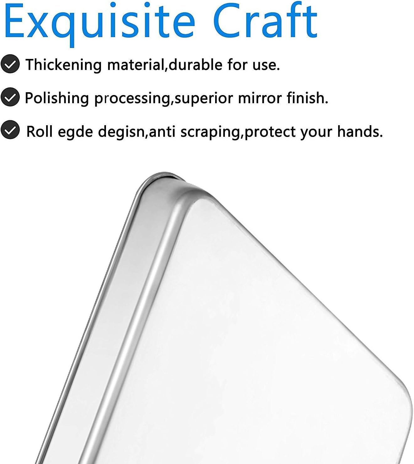 2-Pack 18 Inch Stainless Steel Baking Sheet Pan Commercial Grade - Image 2