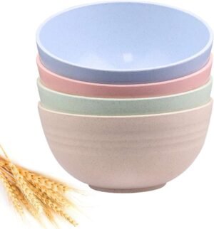 24 OZ Wheat Straw Unbreakable Cereal Bowl Set of 4
