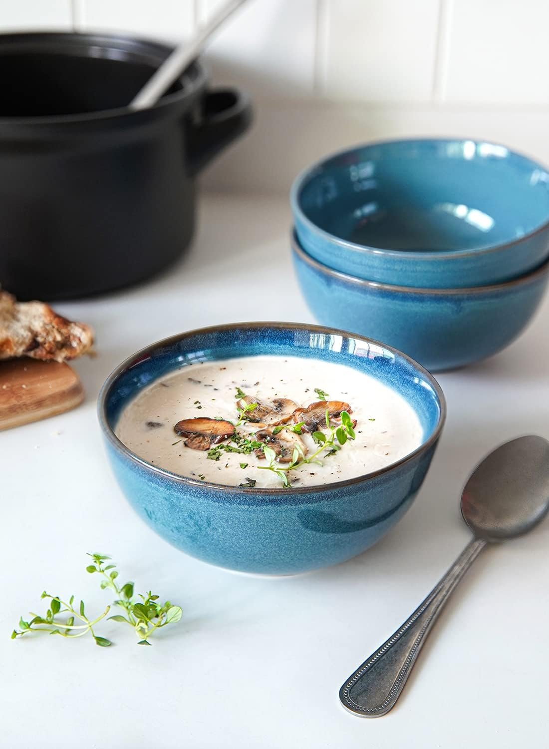 22 Ounce Ceylon Blue Ceramic Cereal Bowl Set of 4 - Image 2