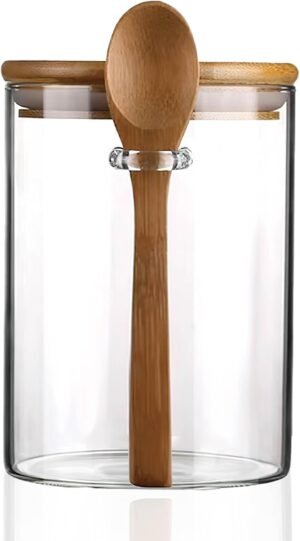 15 oz Glass Storage Canister with Wood Scoop