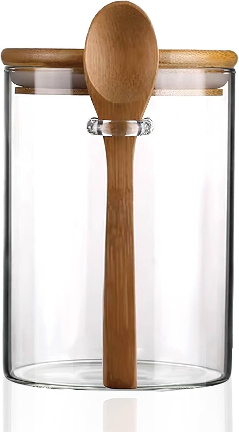 15 oz Glass Storage Canister with Wood Scoop