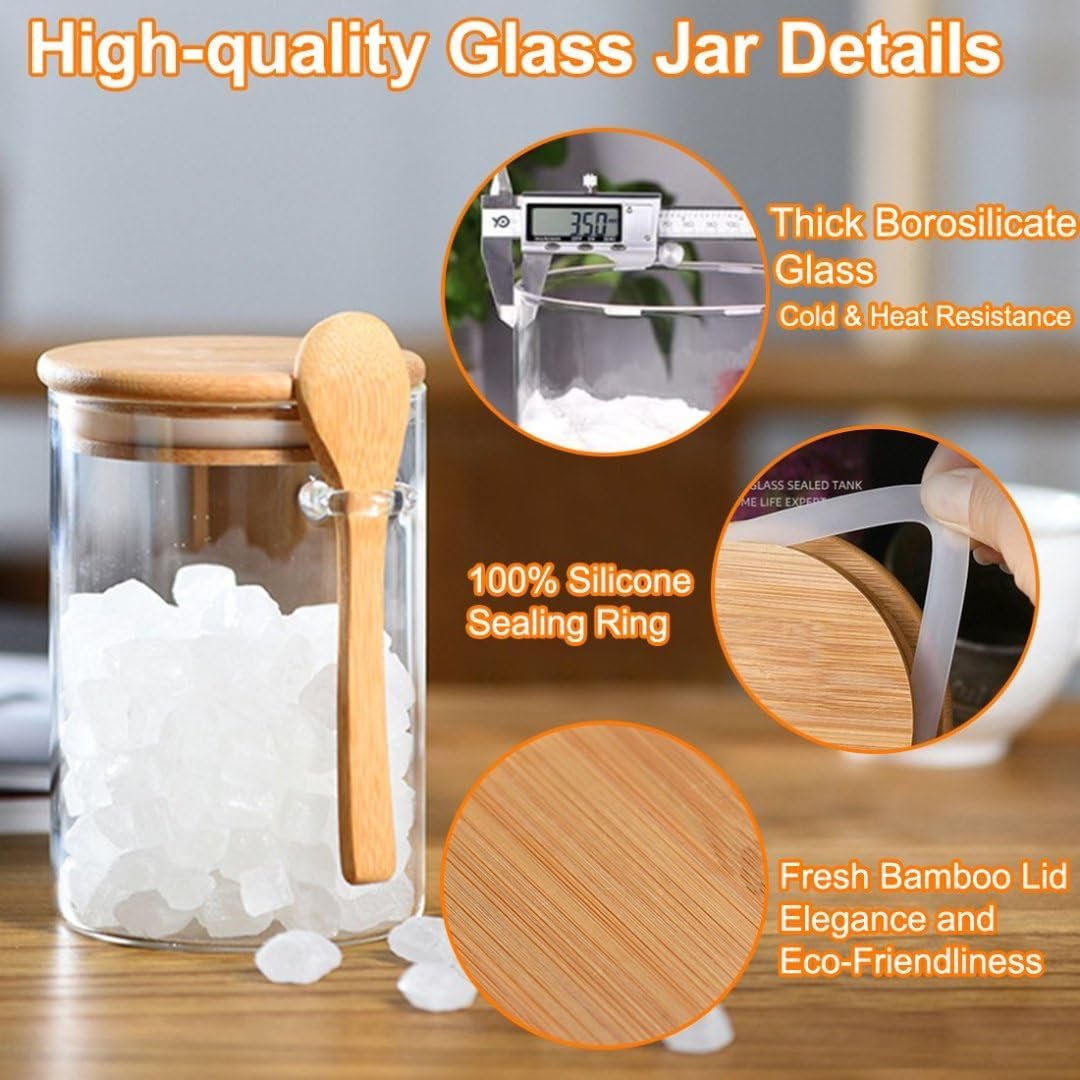 4-Pack 18.5Oz Glass Jars with Bamboo Lids and Spoons - Image 2