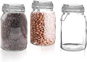 Set of 3 50 Oz Glass Mason Jars with Airtight Lids