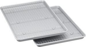 2-Pack Gray Ceramic Nonstick Baking Sheets with Cooling Rack
