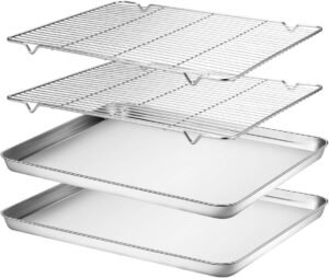 Baking Sheet Set 2 Pans with 2 Racks Stainless Steel 16x12