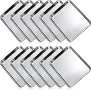 12-Piece 10x8 Stainless Steel Small Baking Sheet Pan Set