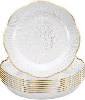 6-Inch Clear White Acrylic Salad Plates Set of 8