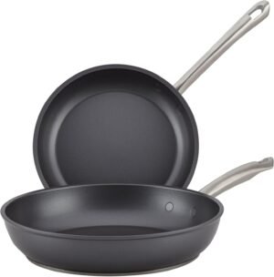 Forged Hard Anodized Nonstick Frying Pan Set 10 and 12 Inch Moonstone Gray