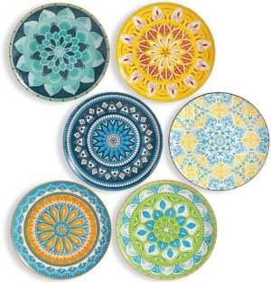 10-Inch Colorful Porcelain Round Dinner Plate Set of 6