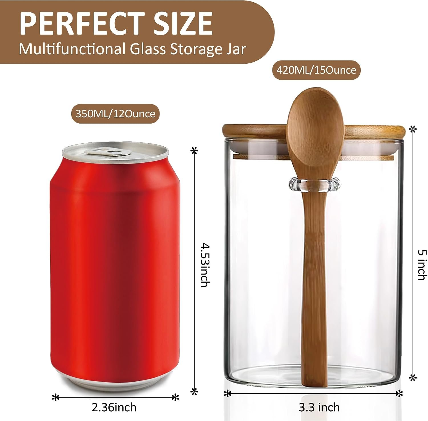 15 oz Glass Storage Canister with Wood Scoop - Image 2