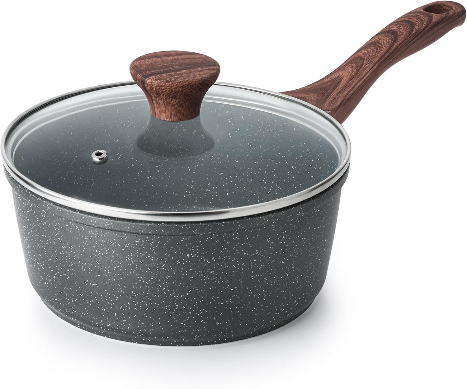 1.5QT Nonstick Sauce Pan with Lid Swiss Granite Coating