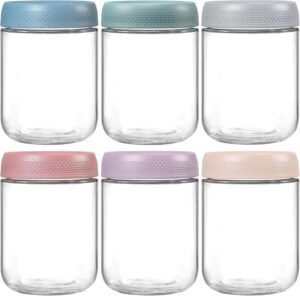 6-Pack 16 oz Overnight Oats Glass Jars with Airtight Lids