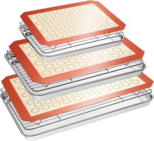 Baking Set 3 Stainless Steel Sheet Pans with Racks and Mats