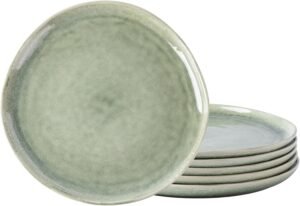 10.5 Inch Handmade Reactive Glaze Stoneware Dinner Plates Set of 6