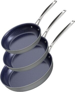 3-Piece Forged Lightweight Ceramic Non-Stick Frying Pan Set 8/10/12 Inch