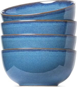 22 Ounce Ceylon Blue Ceramic Cereal Bowl Set of 4