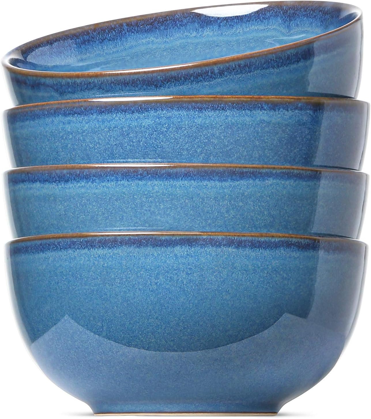 22 Ounce Ceylon Blue Ceramic Cereal Bowl Set of 4