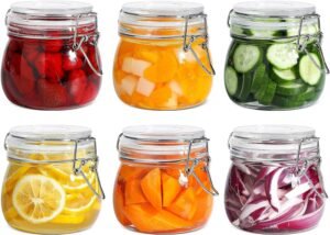 Airtight Glass Canister Set of 6 with Lids 17oz