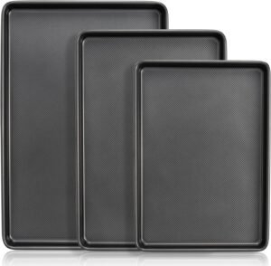 3-Pack Diamond Texture Carbon Steel Nonstick Baking Sheet Pan